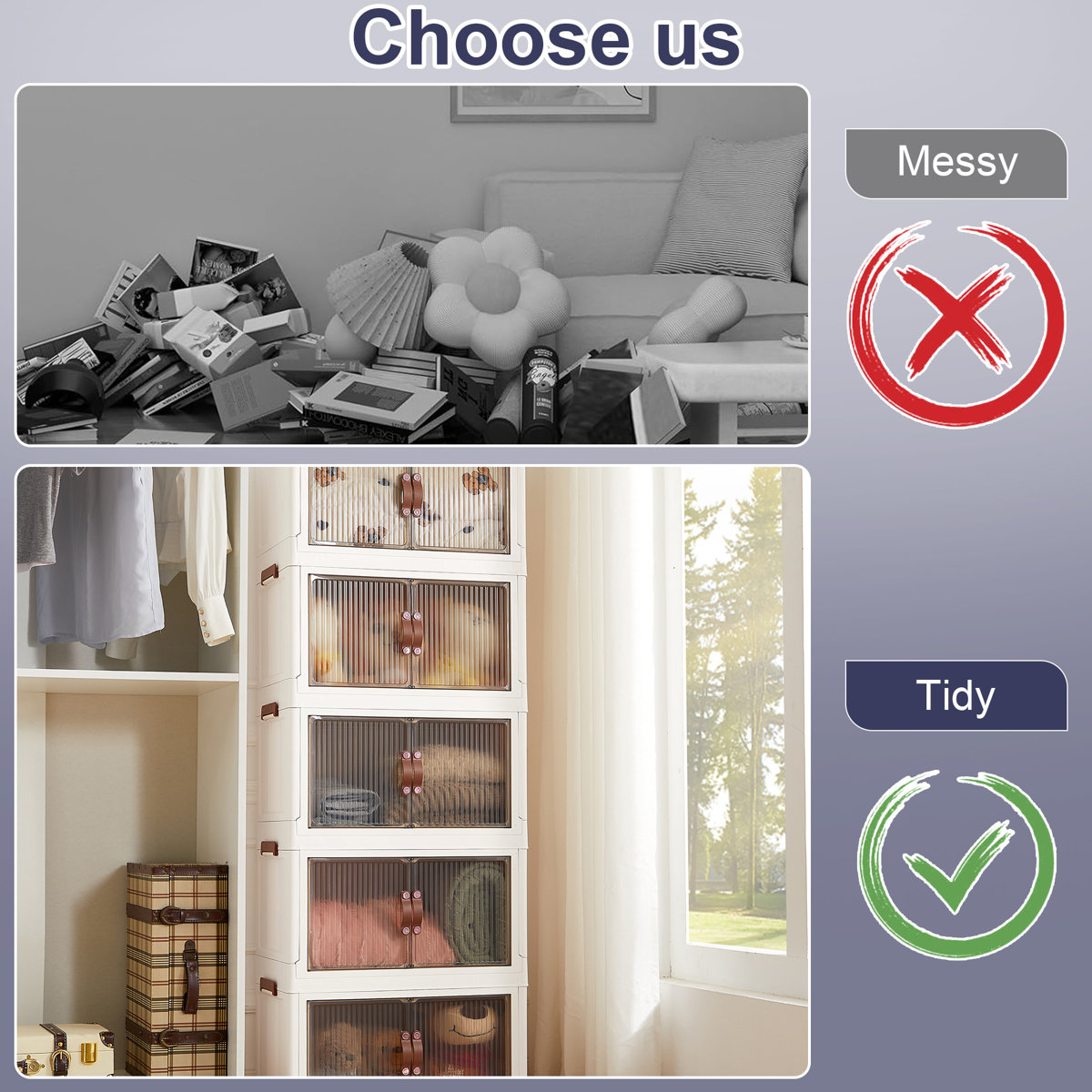 5 Layers Stackable Storage Box with Wheels for Home Living Room Office Wardrobe